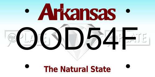 OOD54F Arkansas License Plate