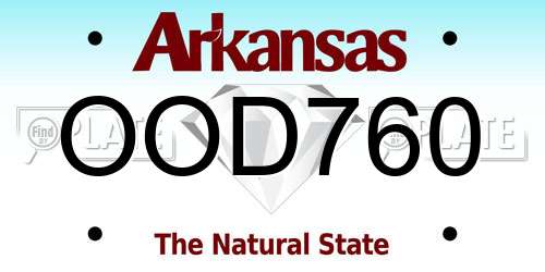 OOD760 Arkansas License Plate