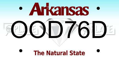 OOD76D Arkansas License Plate