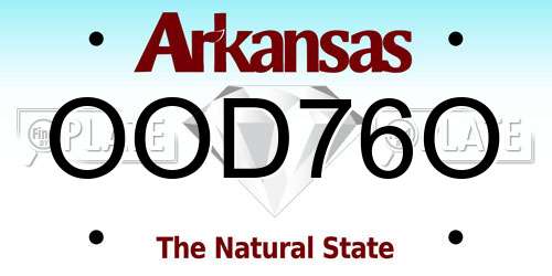 OOD76O Arkansas License Plate