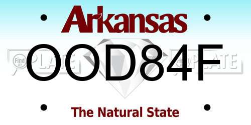 OOD84F Arkansas License Plate