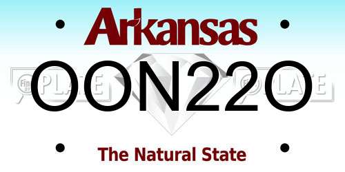 OON22O Arkansas License Plate