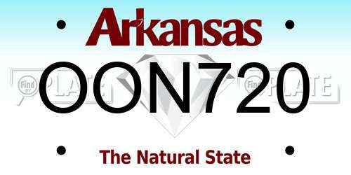 OON720 Arkansas License Plate