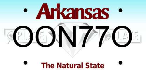 OON77O Arkansas License Plate