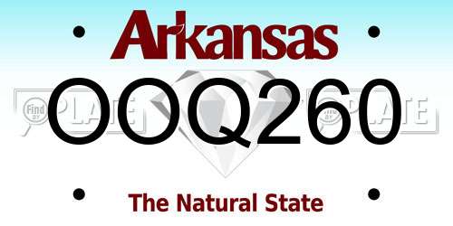 OOQ260 Arkansas License Plate