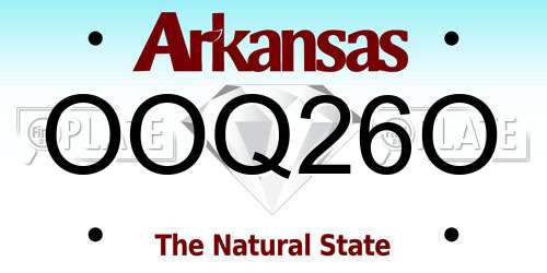 OOQ26O Arkansas License Plate