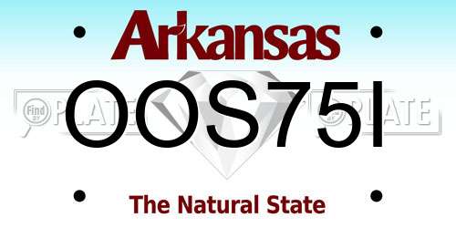 OOS75I Arkansas License Plate