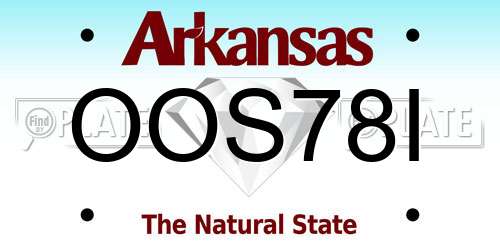 OOS78I Arkansas License Plate