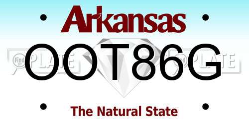 OOT86G Arkansas License Plate
