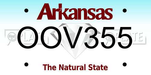 OOV355 Arkansas License Plate