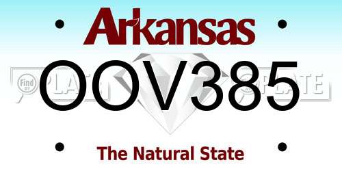 OOV385 Arkansas License Plate