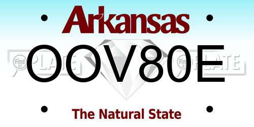 OOV80E Arkansas License Plate