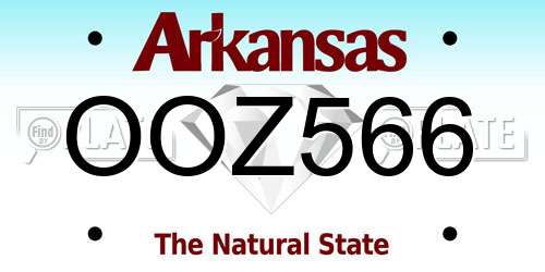 OOZ566 Arkansas License Plate