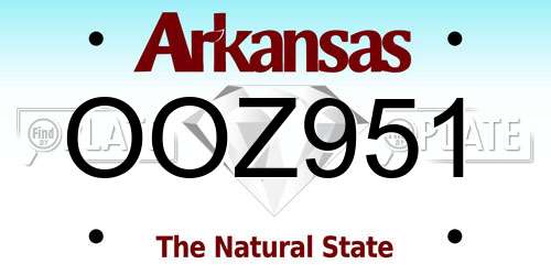 OOZ951 Arkansas License Plate