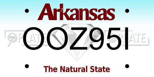 OOZ95I Arkansas License Plate