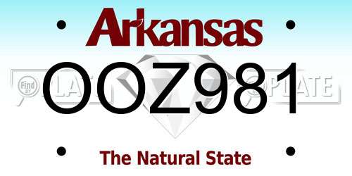OOZ981 Arkansas License Plate