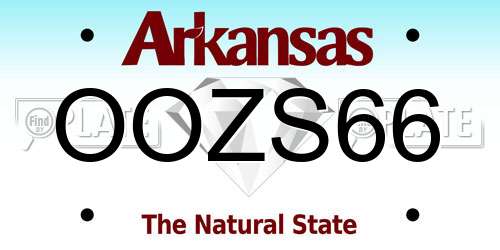 OOZS66 Arkansas License Plate