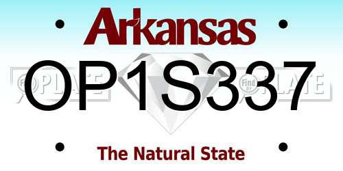 OP1S337 Arkansas License Plate