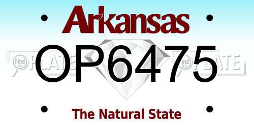 OP6475 Arkansas License Plate