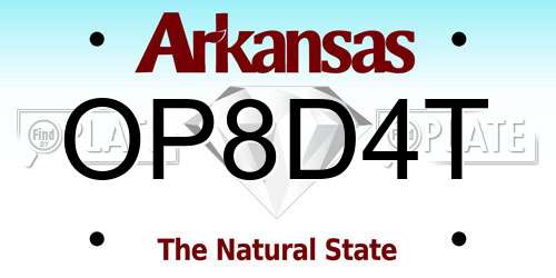 OP8D4T Arkansas License Plate