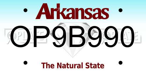 OP9B990 Arkansas License Plate