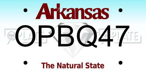 OPBQ47 Arkansas License Plate