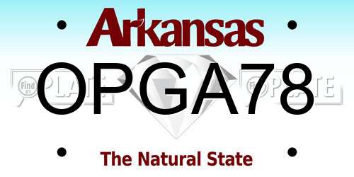 OPGA78 Arkansas License Plate