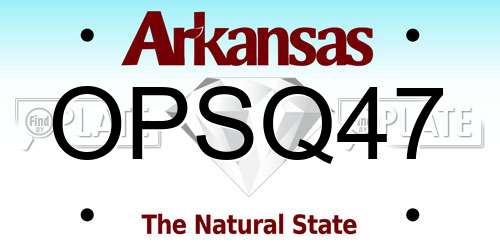 OPSQ47 Arkansas License Plate