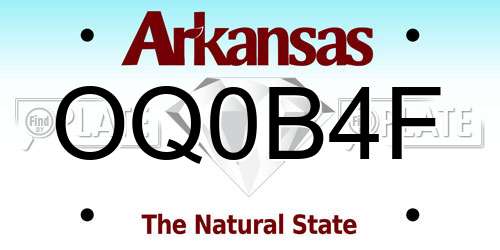 OQ0B4F Arkansas License Plate