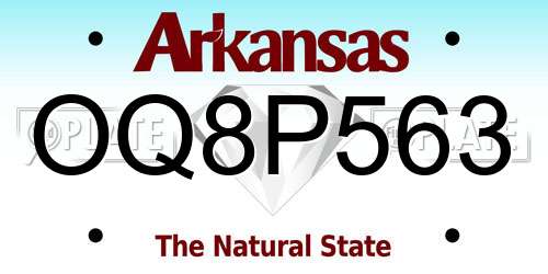OQ8P563 Arkansas License Plate