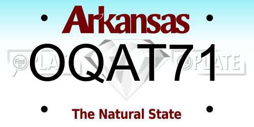 OQAT71 Arkansas License Plate