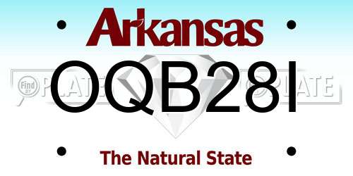 OQB28I Arkansas License Plate