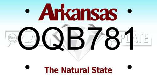 OQB781 Arkansas License Plate