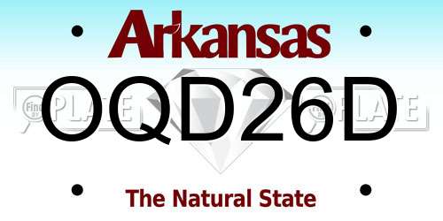 OQD26D Arkansas License Plate