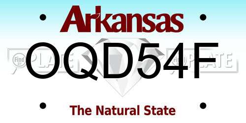OQD54F Arkansas License Plate