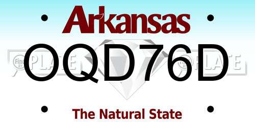 OQD76D Arkansas License Plate
