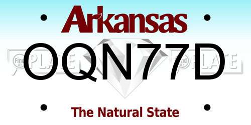 OQN77D Arkansas License Plate