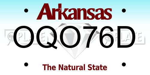 OQO76D Arkansas License Plate