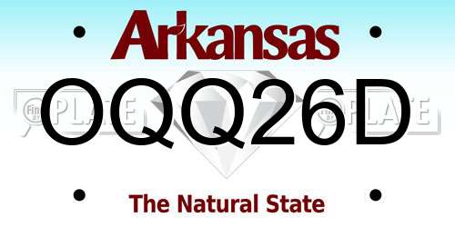 OQQ26D Arkansas License Plate