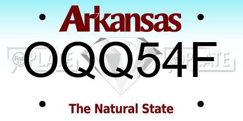 OQQ54F Arkansas License Plate