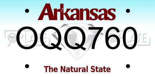 OQQ760 Arkansas License Plate