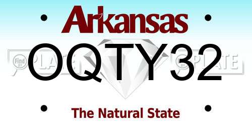 OQTY32 Arkansas License Plate
