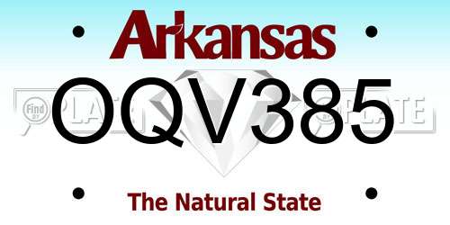 OQV385 Arkansas License Plate