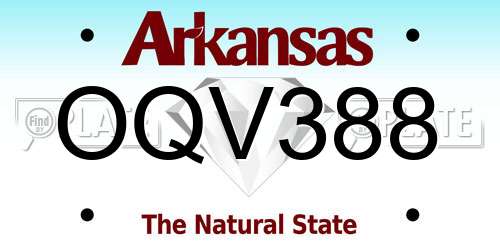 OQV388 Arkansas License Plate