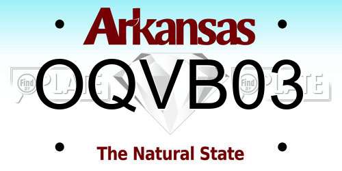 OQVB03 Arkansas License Plate