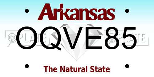 OQVE85 Arkansas License Plate