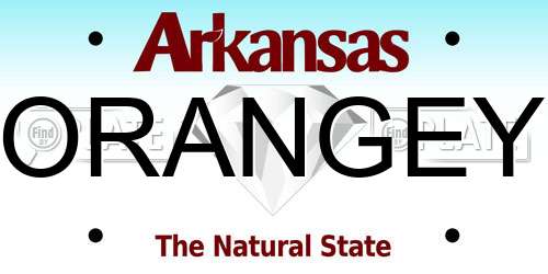 ORANGEY Arkansas License Plate