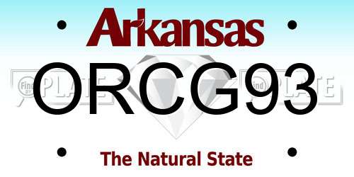 ORCG93 Arkansas License Plate