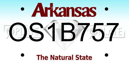OS1B757 Arkansas License Plate