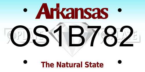OS1B782 Arkansas License Plate